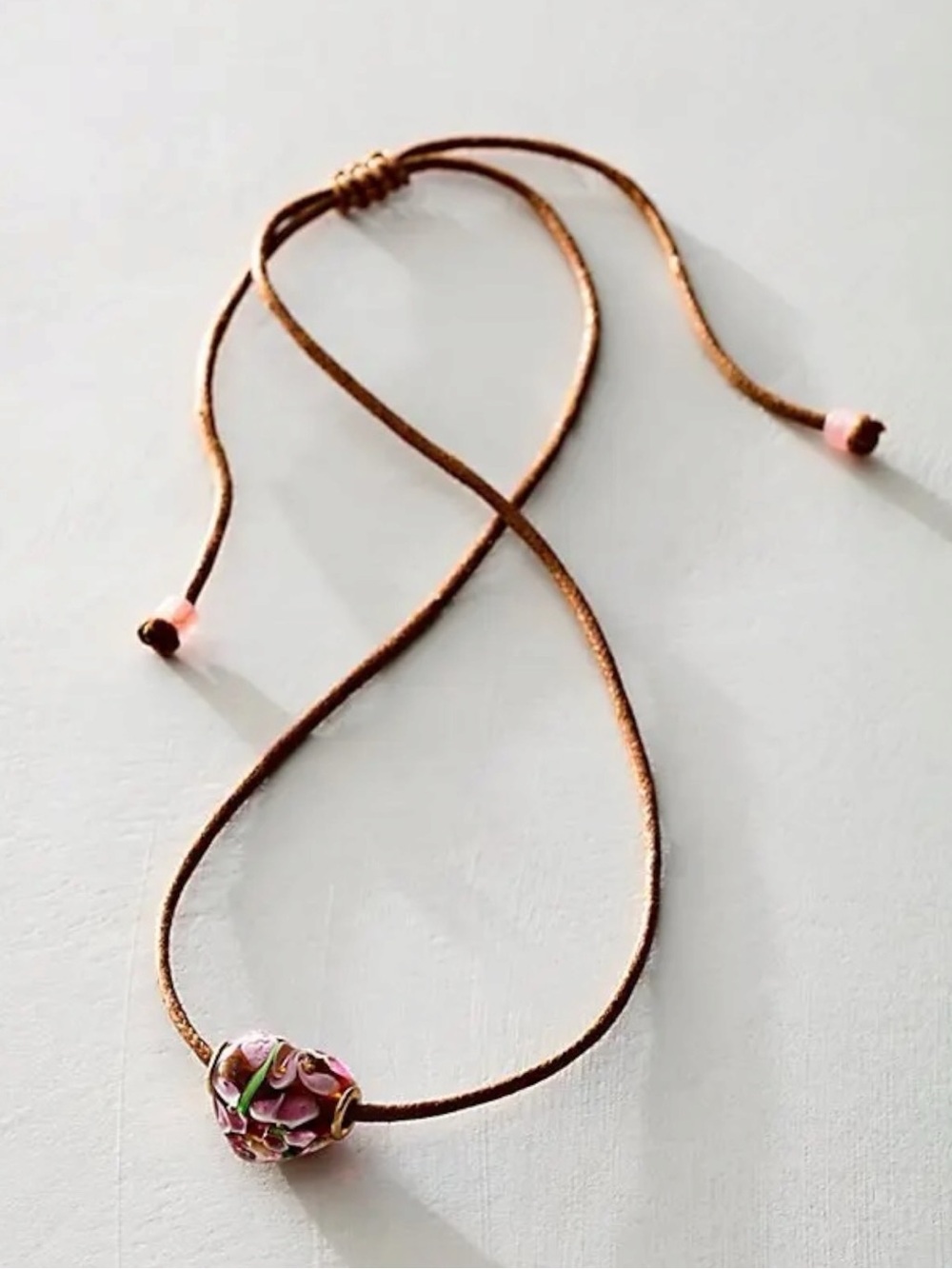 Free People Sinatra Choker in Tan Taupe Bohemian Glass Pendant Necklace NWT NEW